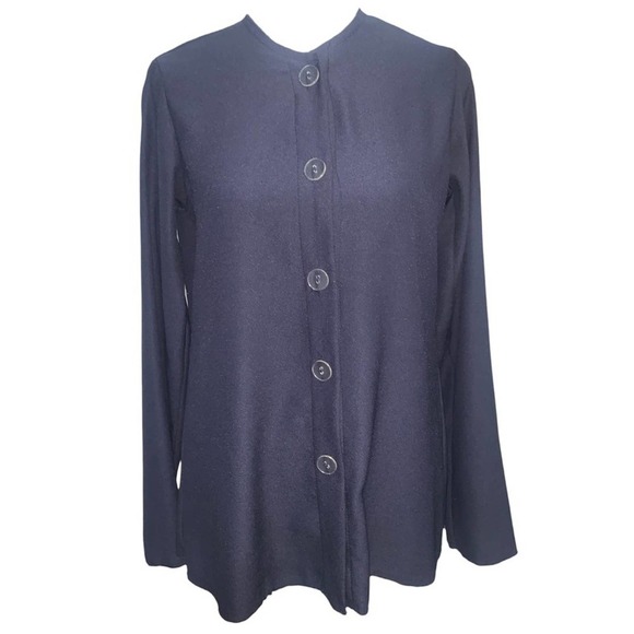 Delfina Balda Navy Blue Raw Hem Button Down Cardigan Top Size XS - Picture 1 of 9